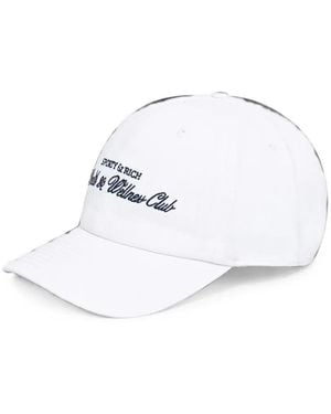 Sporty & Rich H&W Club Hat Embroidered-Logo Baseball Cap - White