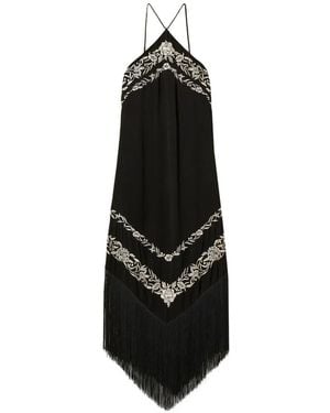 Twinset Flower-Embroidered Midi Dress - Black