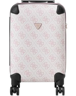 Guess Berta Monogram-Print Logo-Plaque Suitcase - White