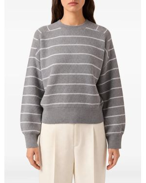 Brunello Cucinelli Striped Relaxed-Fit Sweater - Grigio