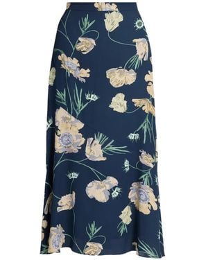 Erdem Floral-Print A-Line Midi Skirt - Blue