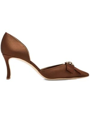 Manolo Blahnik Apidosa Pumps Mit Kristallschleife - Braun
