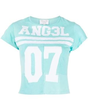 Collina Strada Logo-Print Short-Sleeved T-Shirt - Blue