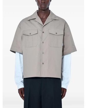 Balenciaga Flap-Pocket Short-Sleeve Shirt - Grey