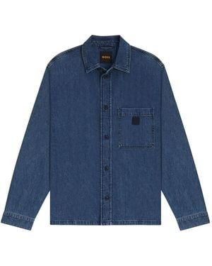 BOSS Patch-Pocket Denim Shirt - Blue