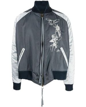 Greg Lauren エンブロイダリー ボンバージャケット - ブルー