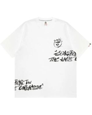 Aape By A Bathing Ape Moonface-Print T-Shirt - White