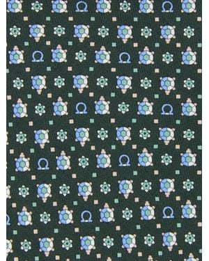 Ferragamo Krawatte mit Schildkröten-Print - Grün