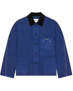Givenchy Couture Seam Herringbone Denim Jacket - Blue