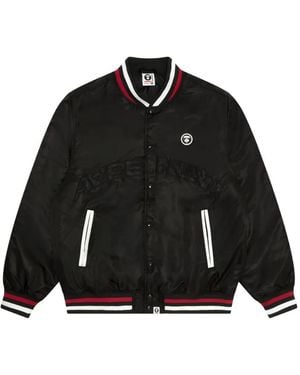Aape By A Bathing Ape Aapenow Moonface Logo-Detail Baseball Bomber Jacket - Black