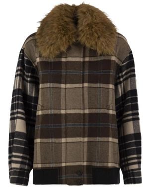Weekend by Maxmara Check Wool Jacket - Brown