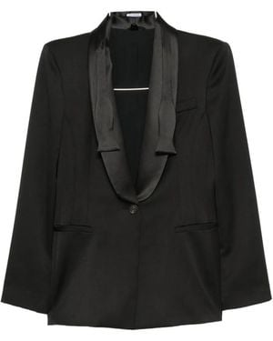 Brunello Cucinelli Satin-Trim Shawl-Lapel Jacket - Black