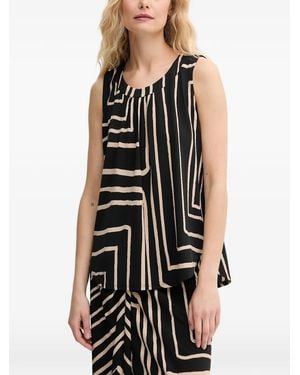 Joseph Ribkoff Geometric-Pattern Sleeveless Top - Black