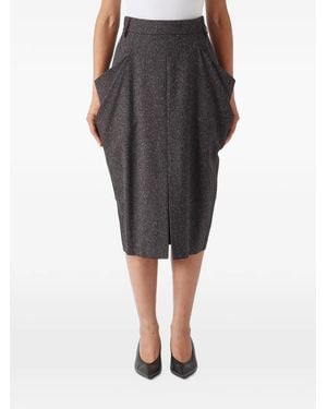 MEIMEIJ Flecked-Effect Draped Midi Skirt - Black
