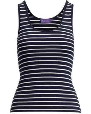 Ralph Lauren Top de punto de canalé a rayas - Azul