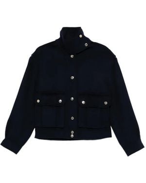 Sandro Button-Up Wool Jacket - Blue