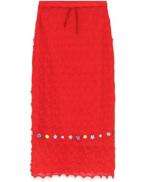 YANYAN KNITS Embellished Mini Skirt - Red