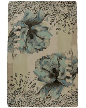 Betty Barclay Floral-Print Leopard-Pattern Scarf - Green