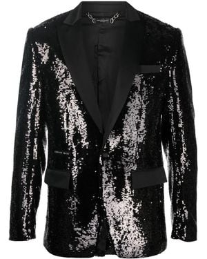 Philipp Plein Sequin Single-Breasted Blazer - Black