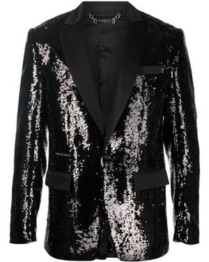 Philipp Plein Sequin Single-Breasted Blazer - Black