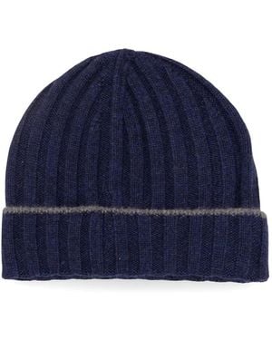 Brunello Cucinelli Cashmere Rib Knit Beanie - Blue