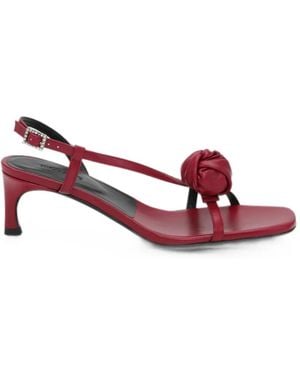 ROTATE BIRGER CHRISTENSEN Mid-Heel Knot Leather Sandals - Pink