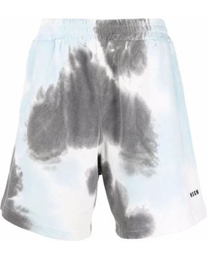 MSGM Tie-Dye Print Track Shorts - Blue