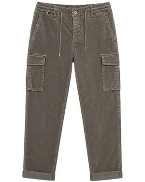 Mason's Corduroy Drawstring Cargo Pants - Gray