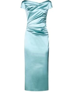 Talbot Runhof Draped-Detailing Midi Dress - Blue