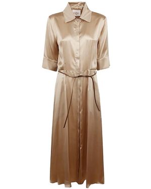 CRI.DA Collared Belted Midi Dress - Natural
