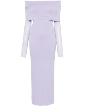 MANURI Off-Shoulder Fine-Knit Dress - Purple