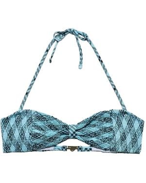 Prada Top De Bikini A Cuadros - Azul