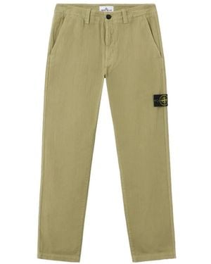 Stone Island 3100052 Cotton Herringbone Trousers - Green