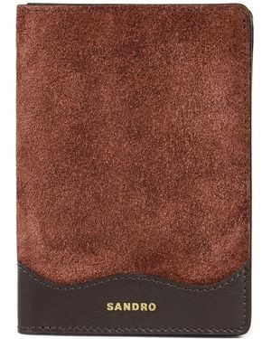 Sandro Leather And Suede Passport Case - Brown