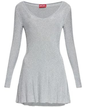 DIESEL M-Dalila V-Neck Long-Sleeved Mini Dress - Grey