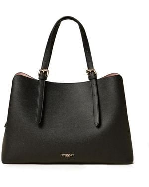 Twinset Buckled-Strap Tote Bag - Black
