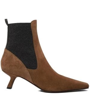 Brunello Cucinelli Pull-Tab Suede Boots - Brown