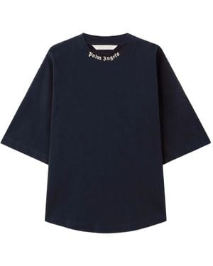 Palm Angels Curved-logo T-shirt - ブルー