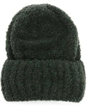 POLAR SKATE Embroidered-Logo Bouclé Beanie Hat - Green