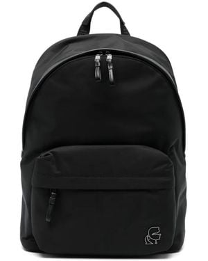 KARL LAGERFELD Front Zip Pocket Backpack - Black