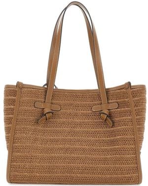 MARCELLA CLUB Marcella Woven Straw Shoulder Bag - Brown