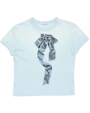 Acne Studios Ribbon-Print T-Shirt - Blue