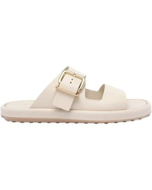Tod's Double-Buckle Leather Sandals - White