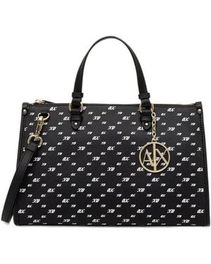 ARMANI EXCHANGE Logo-Print Tote Bag - Black
