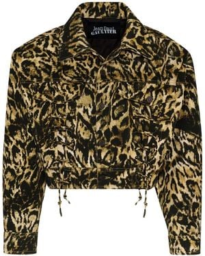 Jean Paul Gaultier Leopard-Print Denim Jacket - Black