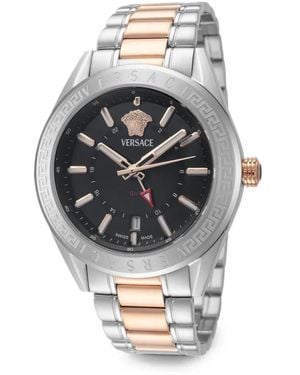 Versace V-Code Greca 42Mm Watch - Gray