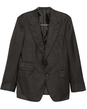 Tom Ford Houndstooth-Pattern Single-Breasted Suit - Black
