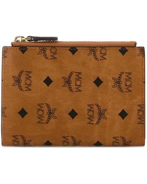 MCM Logo-Print Wallet - Brown