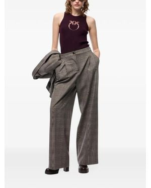 Pinko Ribbed Top With Sheer Love Birds Logo - Purple