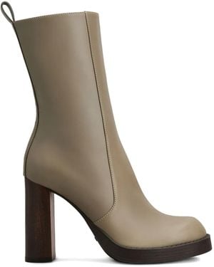 Tod's Leather Zip-Detail Block-Heel Boots - Brown